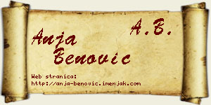 Anja Benović vizit kartica